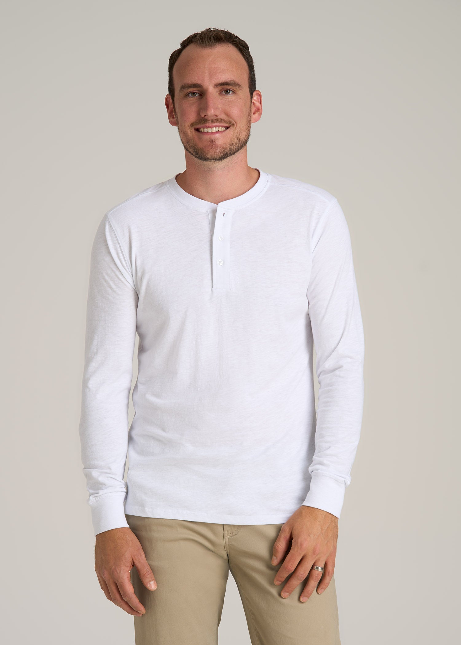 Long Sleeve Slub Henley Shirt for Tall Men American Tall