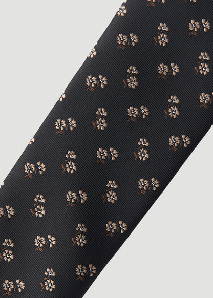 Dress Ties for Tall Men in Black Micro Floral