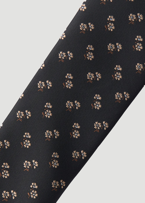 Dress Ties for Tall Men in Black Micro Floral