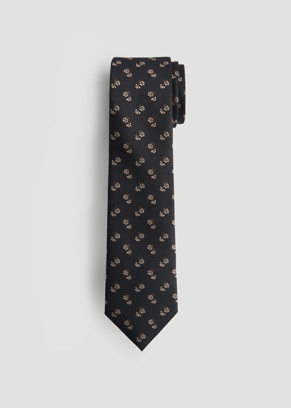 Dress Ties for Tall Men in Black Micro Floral