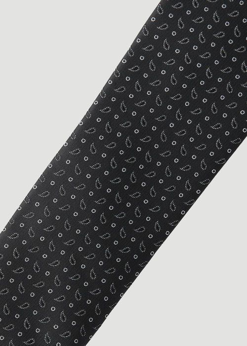 Dress Ties for Tall Men in Black Micro Paisley