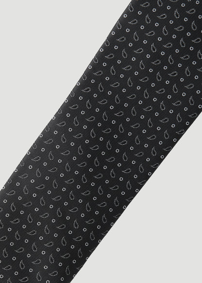 Dress Ties for Tall Men in Black Micro Paisley