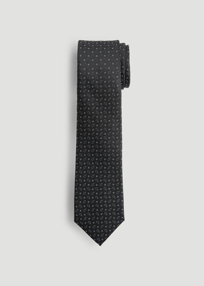 Dress Ties for Tall Men in Black Micro Paisley