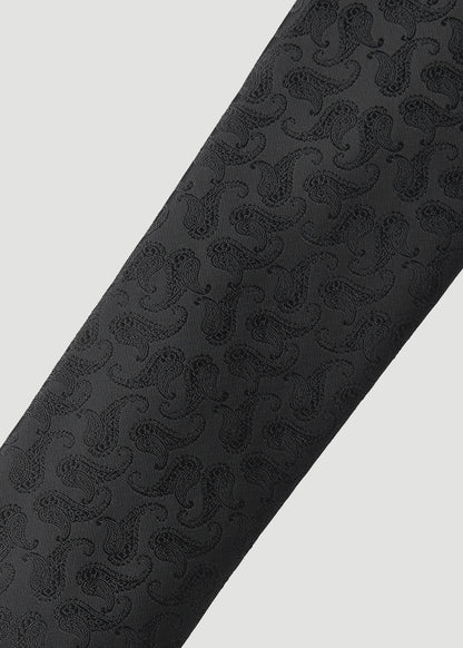 Dress Ties for Tall Men in Black Tonal Paisley
