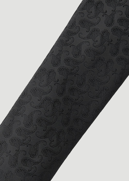 Dress Ties for Tall Men in Black Tonal Paisley