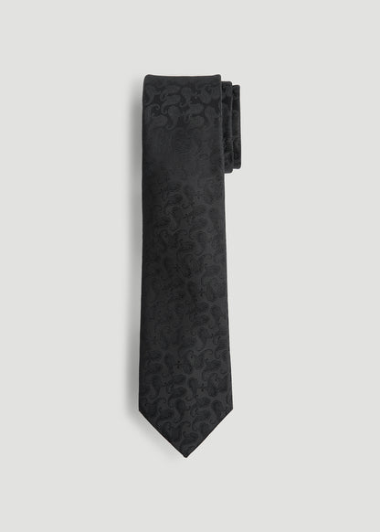 Dress Ties for Tall Men in Black Tonal Paisley