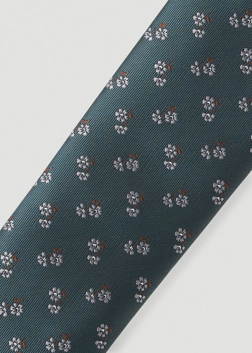 Dress Ties for Tall Men in Midnight Green Micro Floral