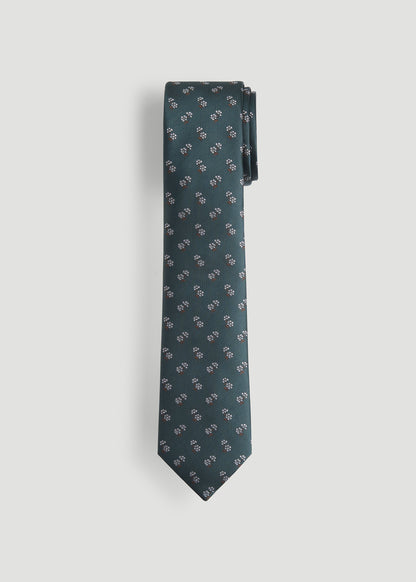 Dress Ties for Tall Men in Midnight Green Micro Floral