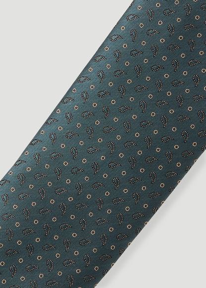 Dress Ties for Tall Men in Midnight Green Micro Paisley