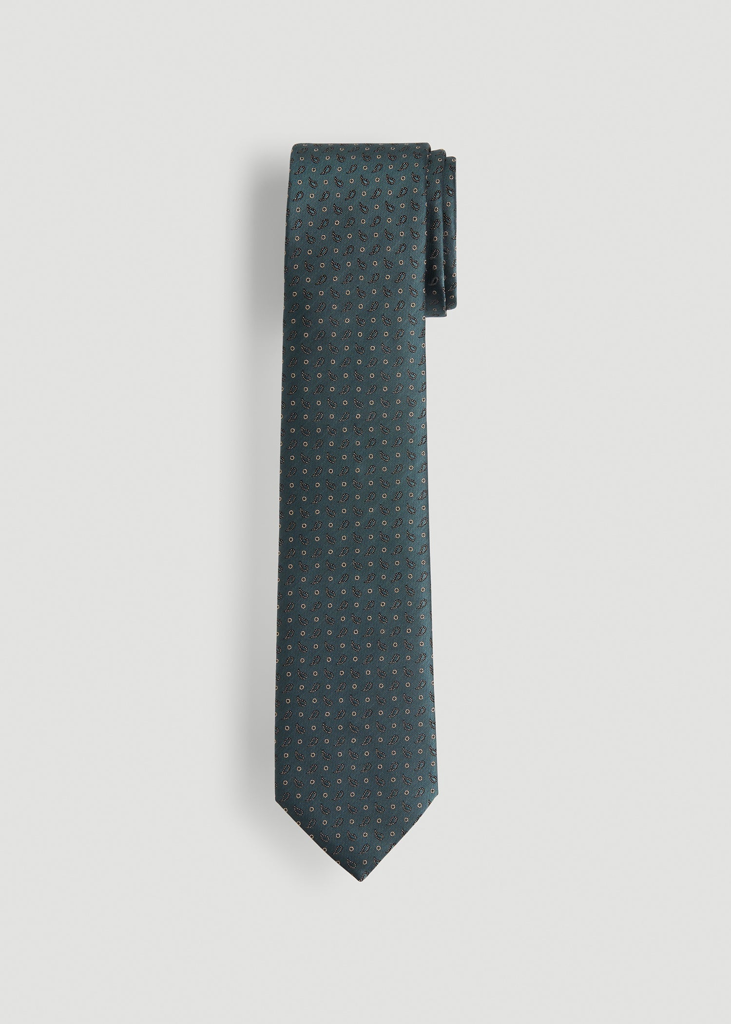 Dress Ties for Tall Men in Midnight Green Micro Paisley