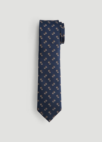 Dress Ties for Tall Men in Navy Micro Floral