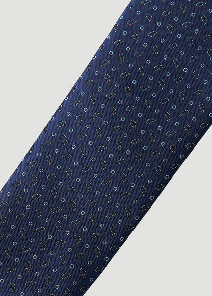 Dress Ties for Tall Men in Navy Micro Paisley