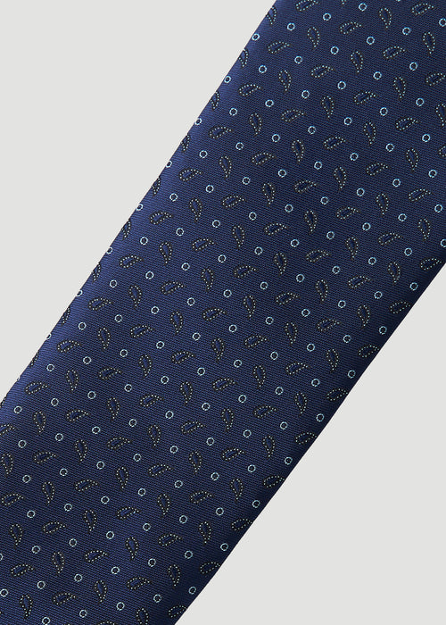 Dress Ties for Tall Men in Navy Micro Paisley