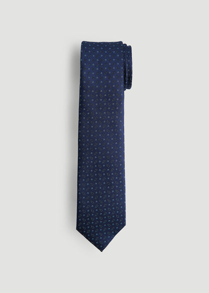 Dress Ties for Tall Men in Navy Micro Paisley