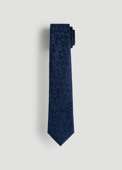 Dress Ties for Tall Men in Navy Tonal Paisley