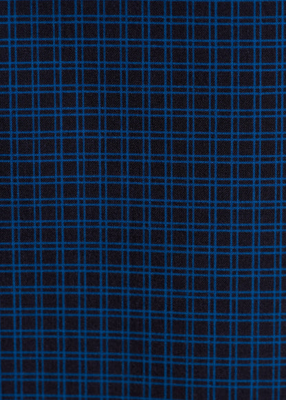 Traveler Stretch Dress Shirt for Tall Men in Black and Blue Micro Check