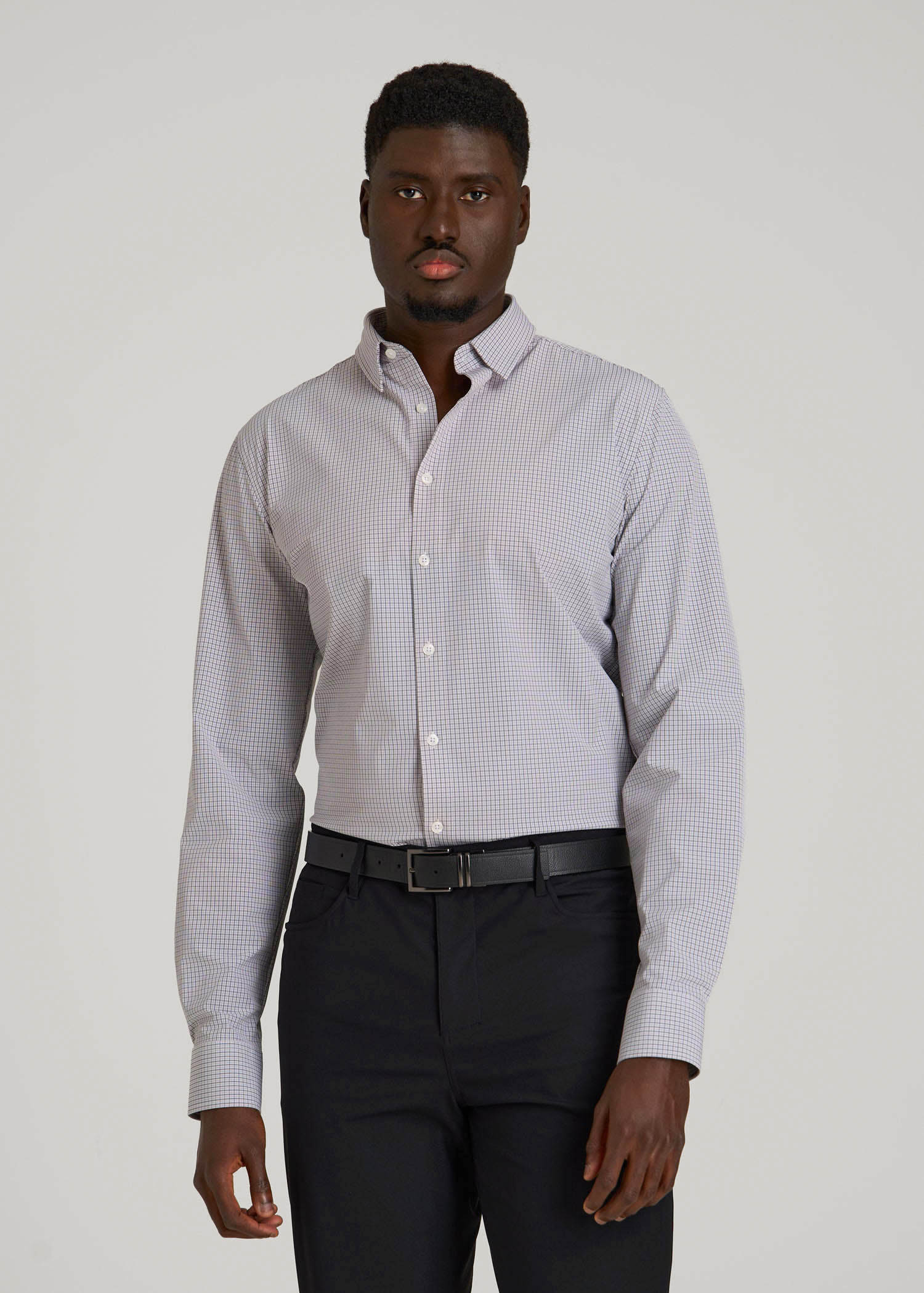 plaid dress shirt Traveler Stretch Dress Shirt in Grey Mini Plaid L / Extra Tall / Grey Mini Plaid