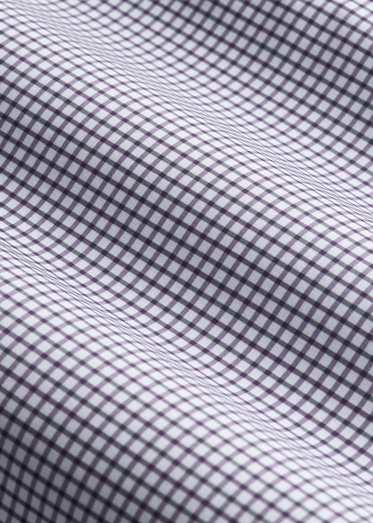 Traveler Stretch Dress Shirt for Tall Men in Plum and Black Grid