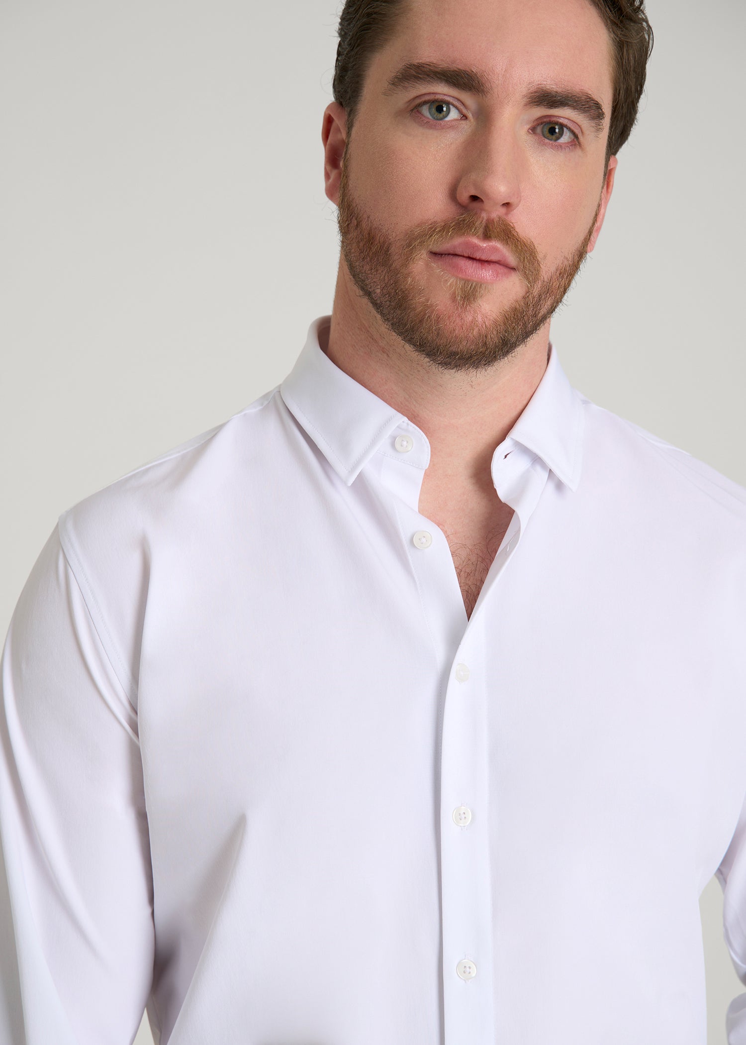 Traveler Stretch Dress Shirt for Tall Men in White