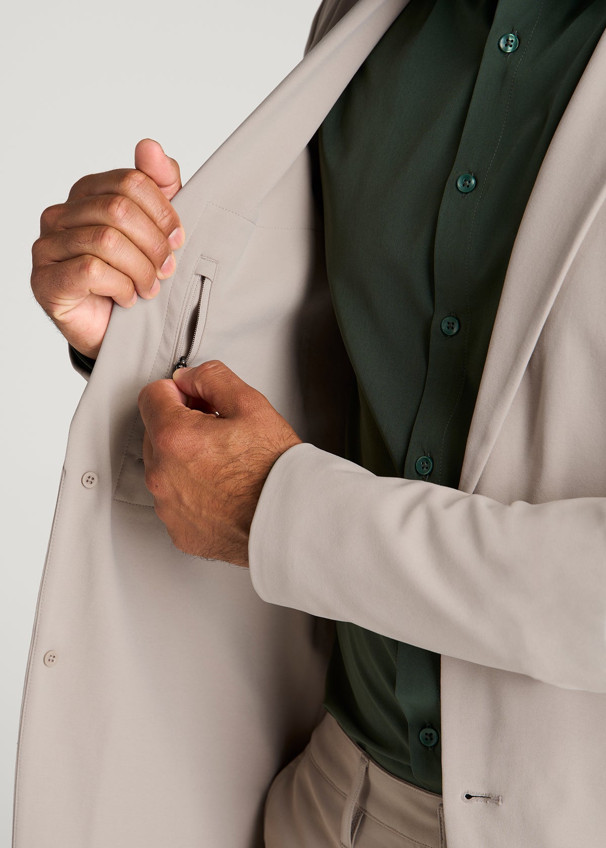 Traveler Twill Blazer for Tall Men in Simply Taupe