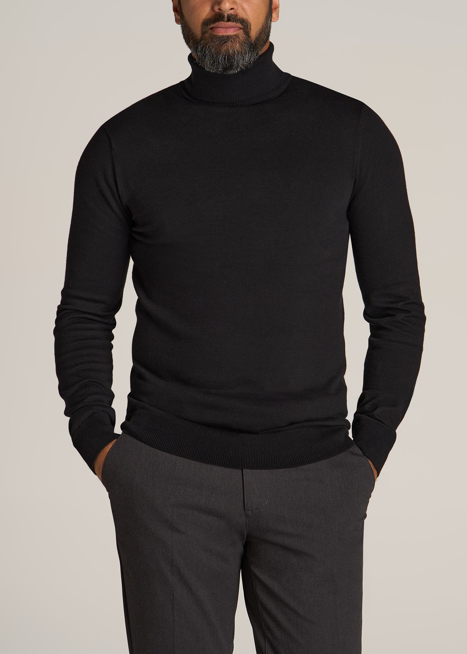 Men's Tall Turtleneck Sweater in Black
