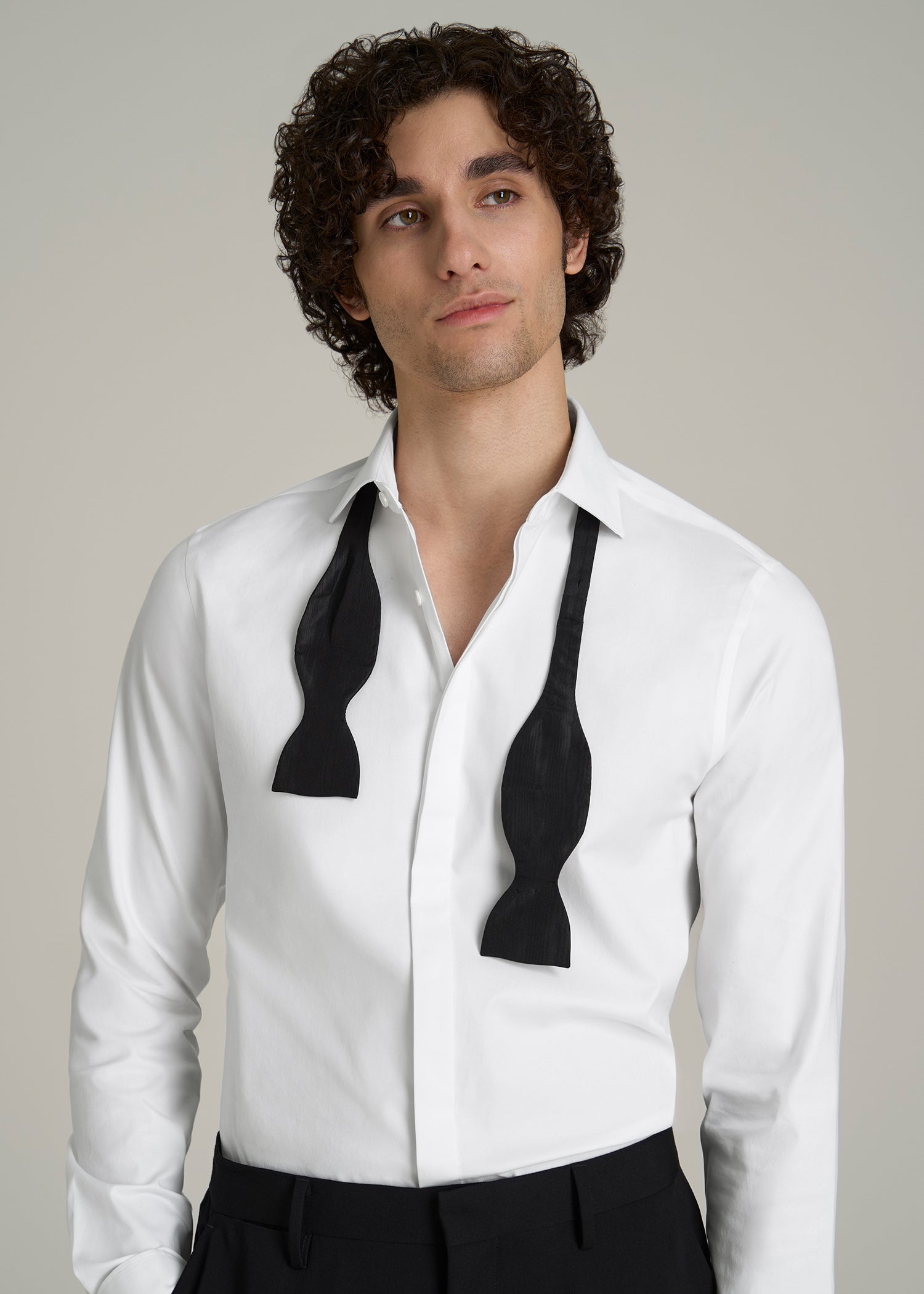 Tuxedo Shirt for Tall Men in White