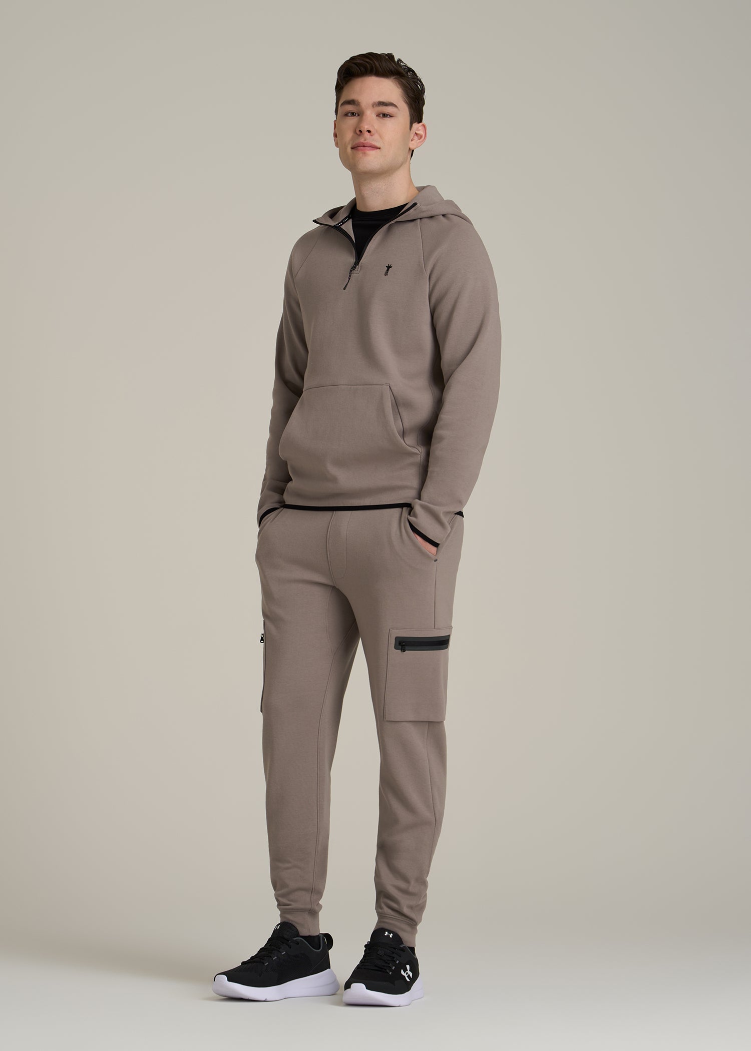 Tech Motion Fleece Cargo Joggers for Tall Men in Portobello
