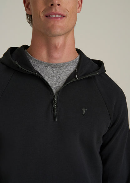 Tech Motion Fleece Hooded Popover for Tall Men in Black