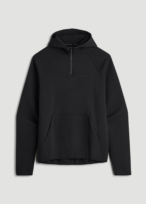 Tech Motion Fleece Hooded Popover for Tall Men in Black