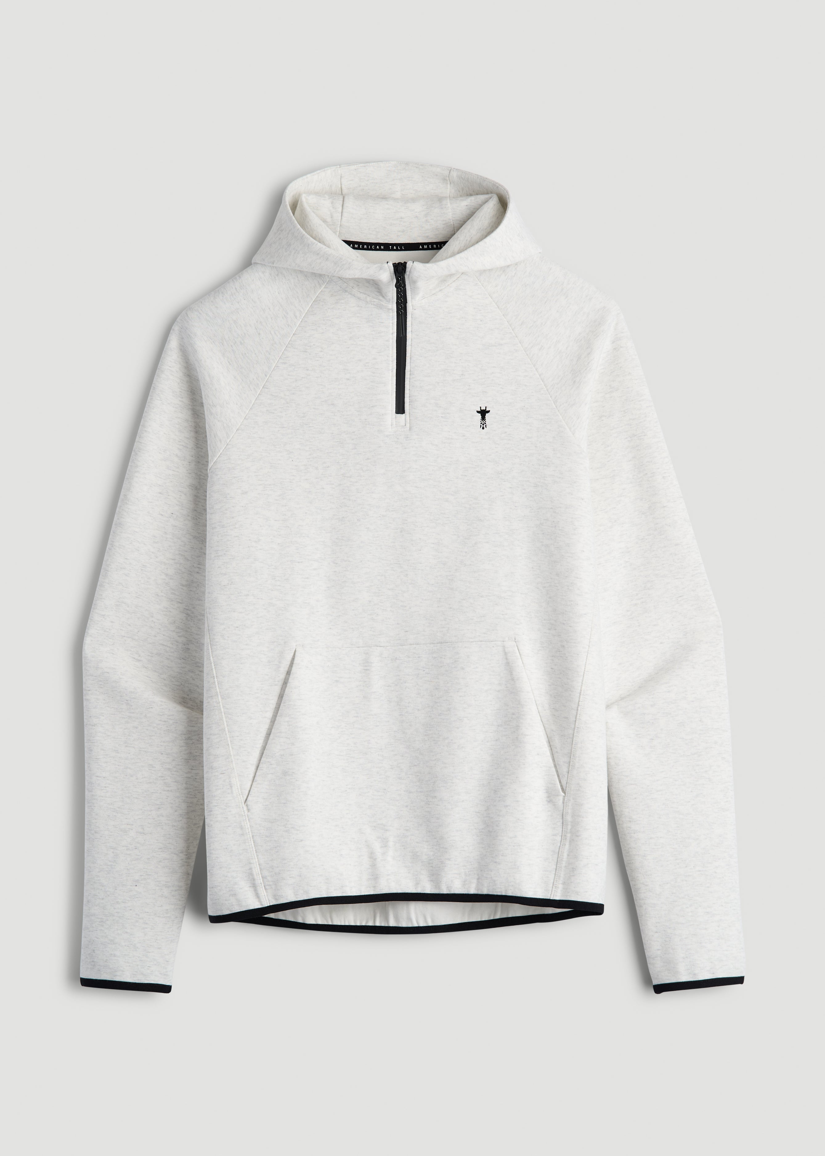 Tech Motion Fleece Hooded Popover for Tall Men in Heather Frost