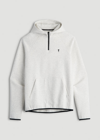 Tech Motion Fleece Hooded Popover for Tall Men in Heather Frost