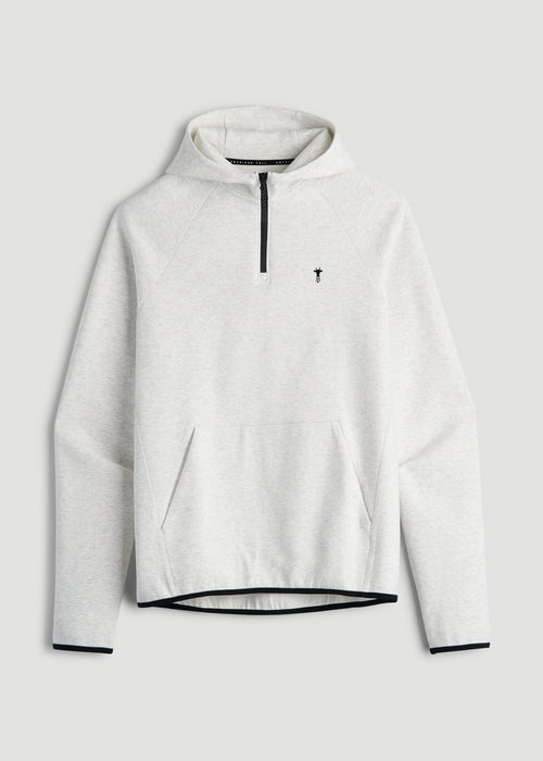Tech Motion Fleece Hooded Popover for Tall Men in Heather Frost
