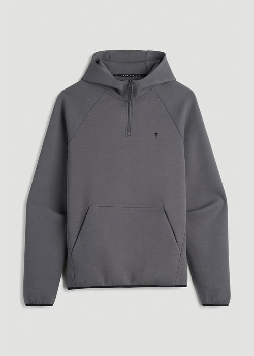 Tech Motion Fleece Hooded Popover for Tall Men in Iron Grey
