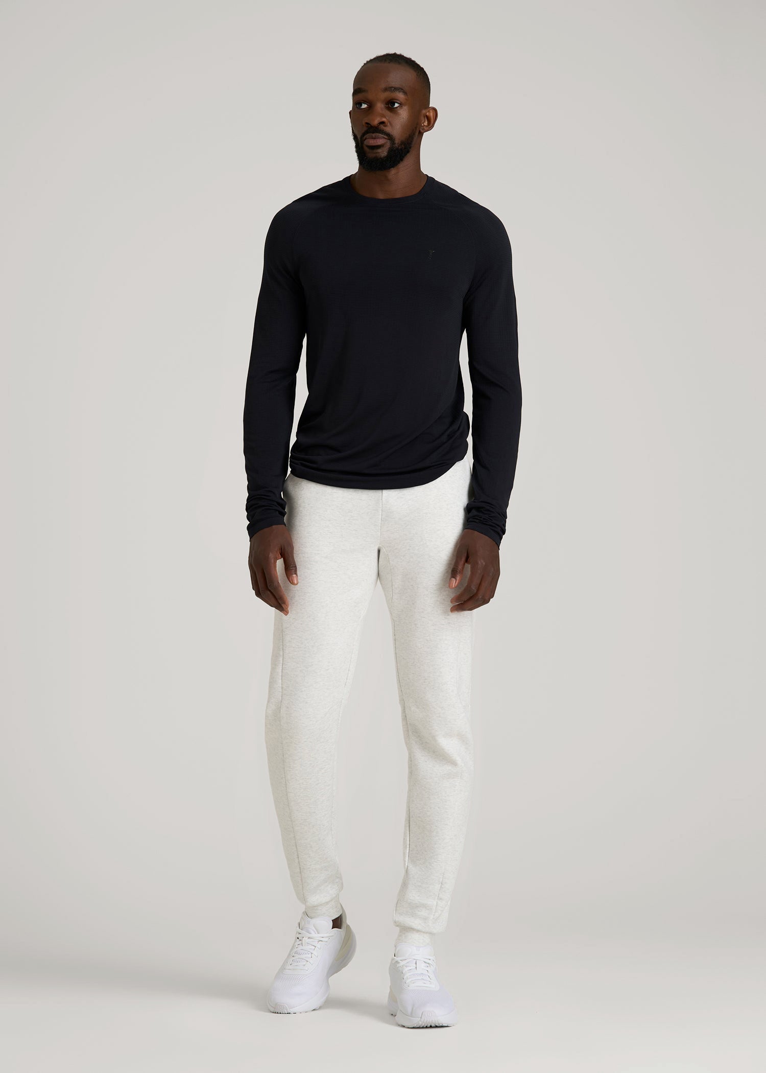 Tech Motion Fleece Joggers for Tall Men in Heather Frost