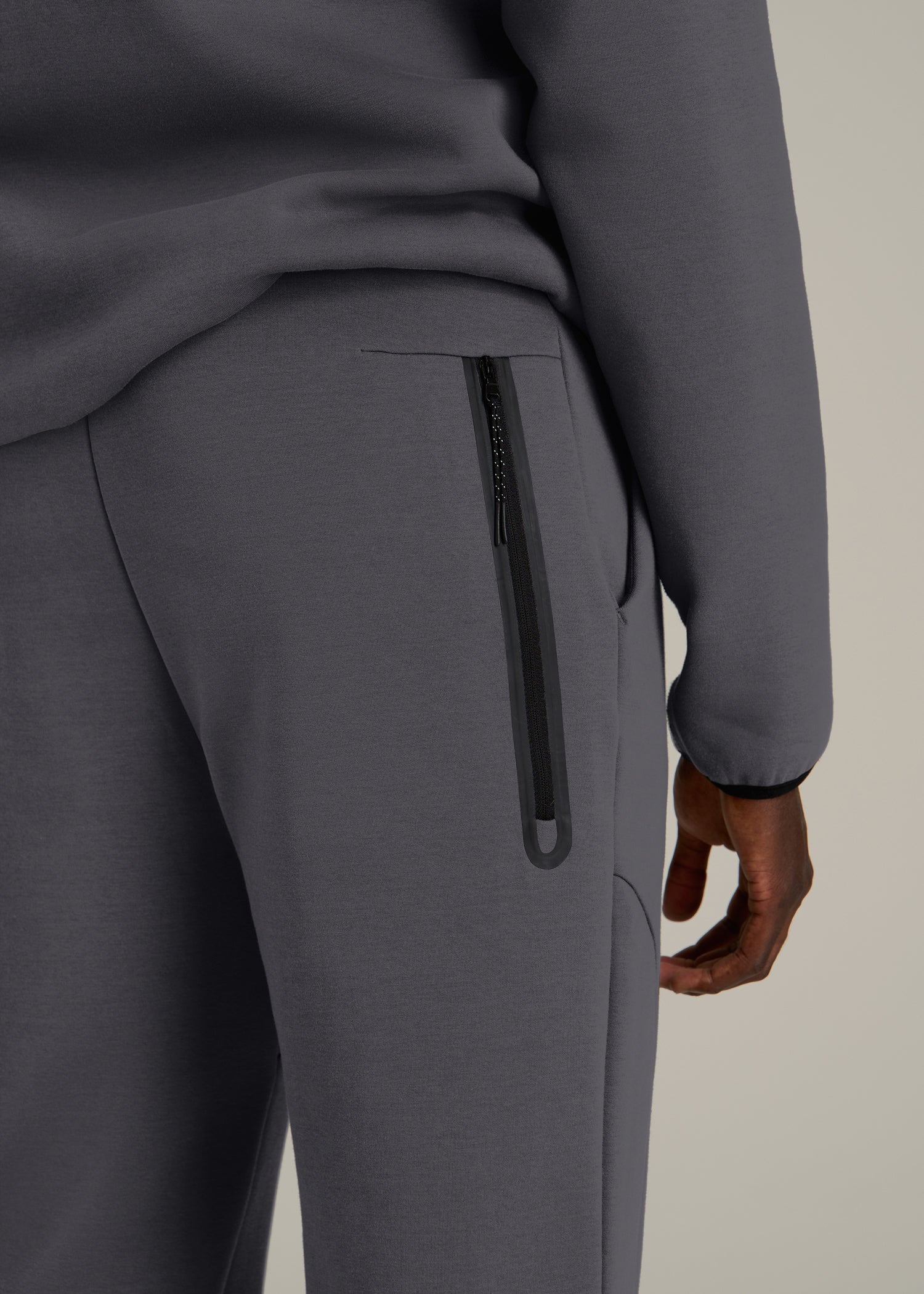 Tech Motion Fleece Joggers for Tall Men in Iron Grey