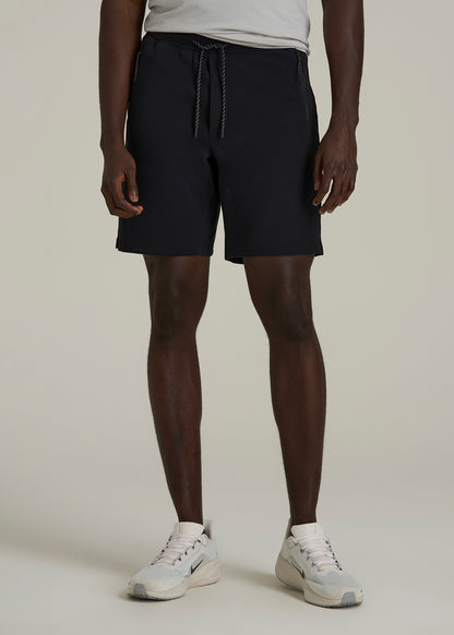 Tech Motion Fleece Shorts for Tall Men in Black