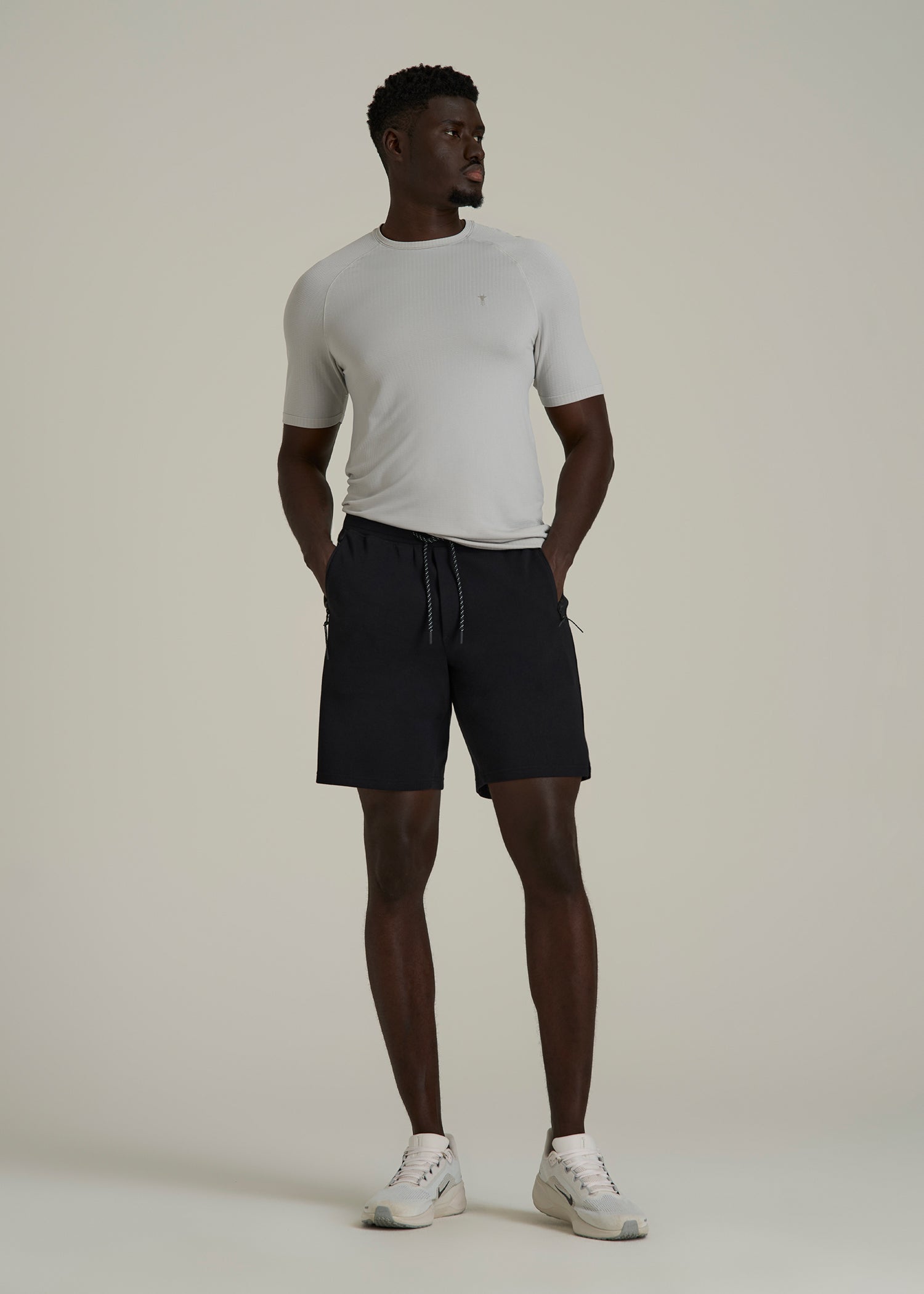 Tech Motion Fleece Shorts for Tall Men in Black