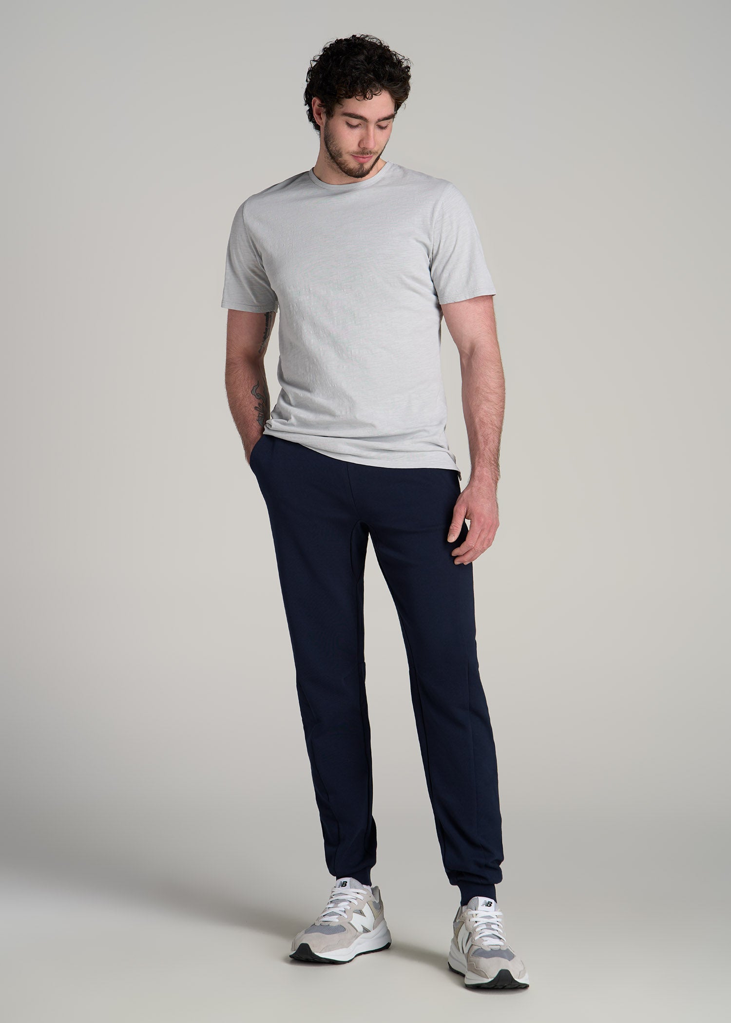 Tall Men's Tech Motion Fleece Joggers in Evening Blue