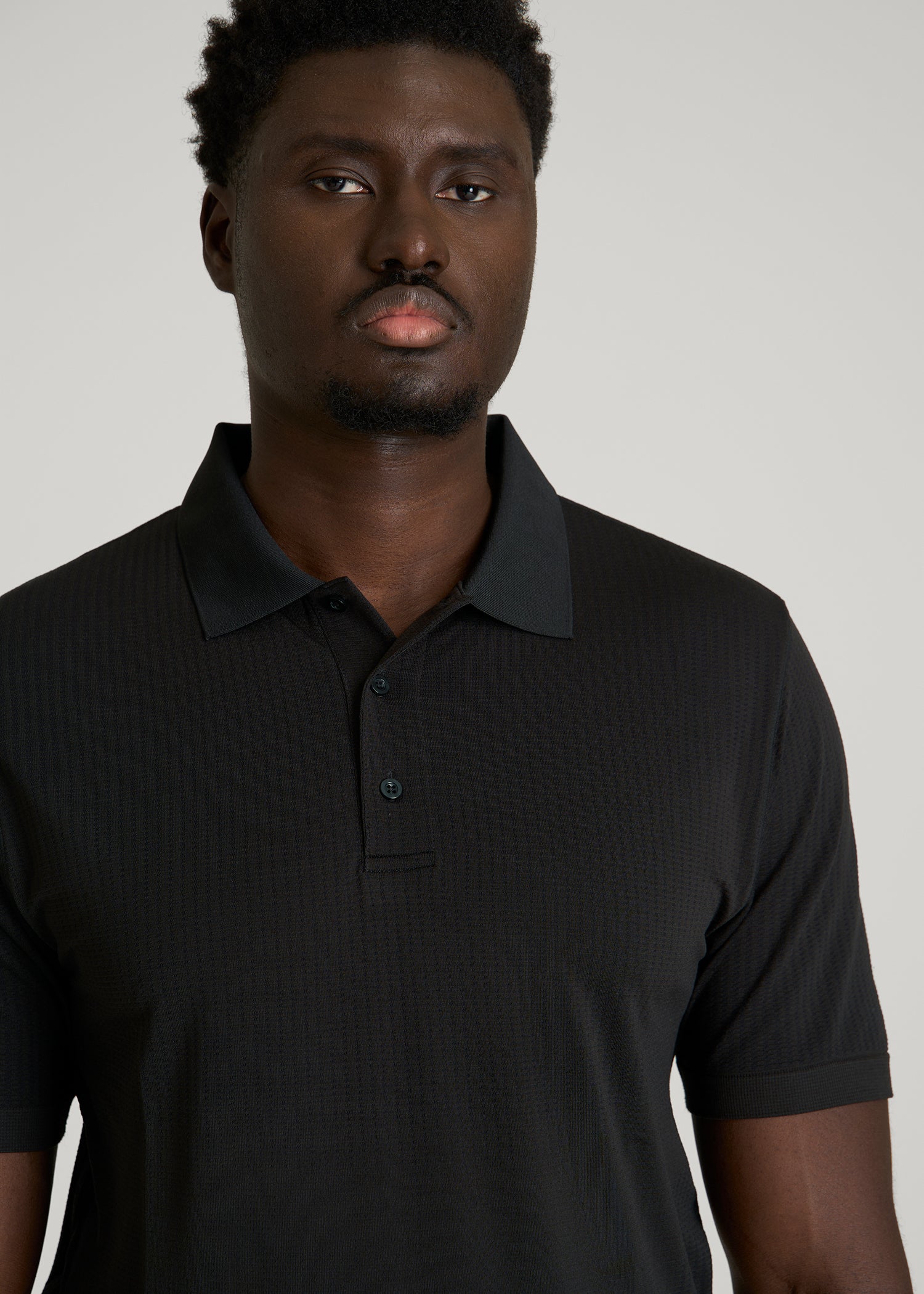 Performance Vented Golf Polo for Tall Men in Black
