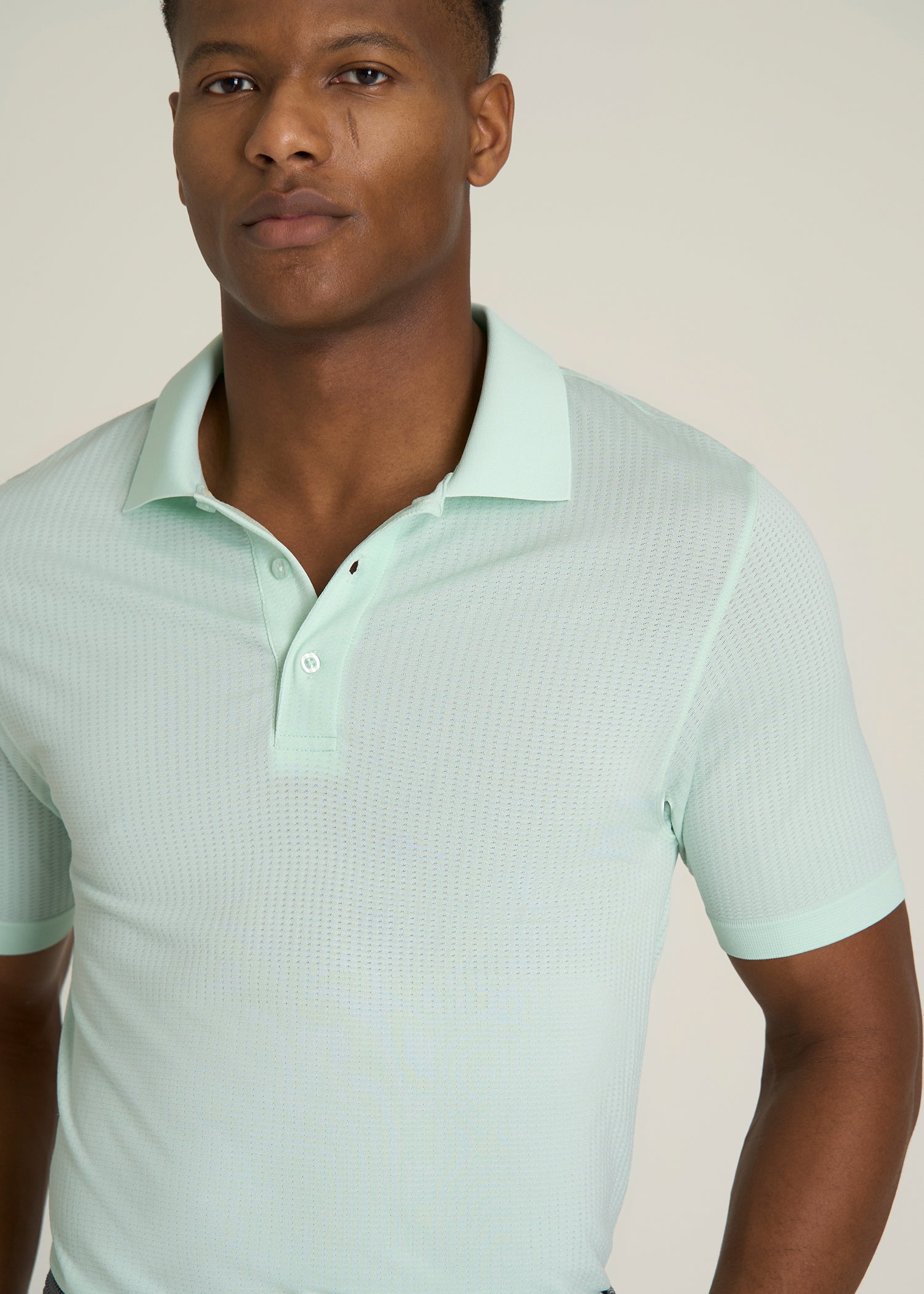 Performance Vented Golf Polo for Tall Men in Opal Blue