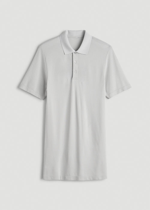 Performance Vented Golf Polo for Tall Men in Silver Drop