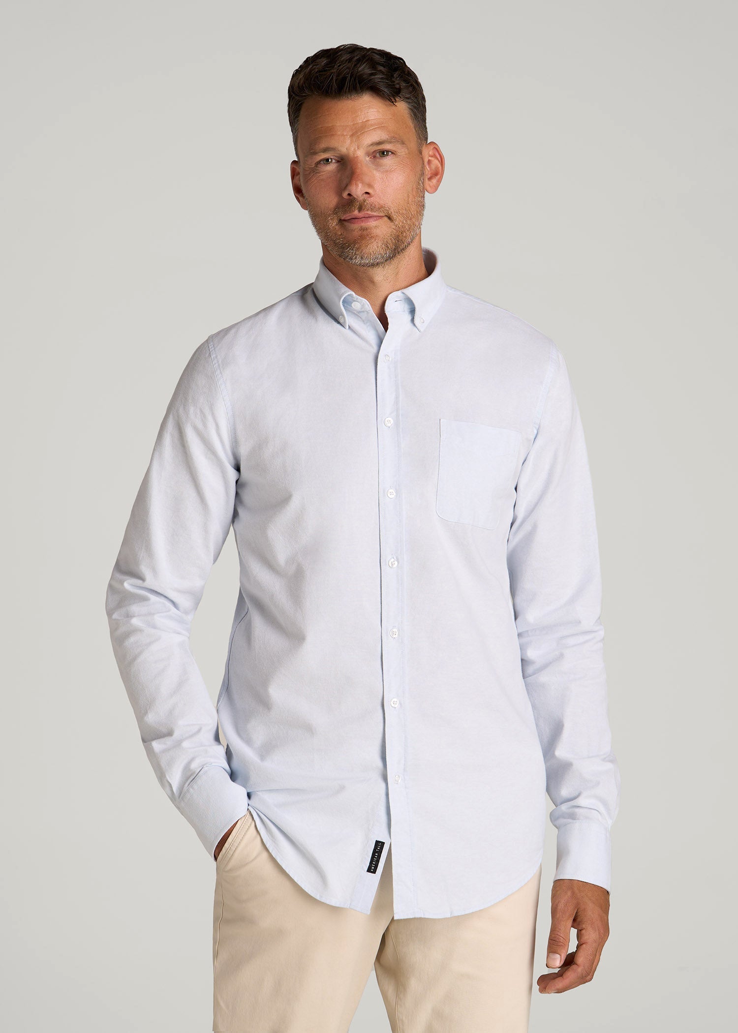 Washed Oxford Shirt for Tall Men in Light Blue Washed Oxford Shirt for Tall Men in Light Blue