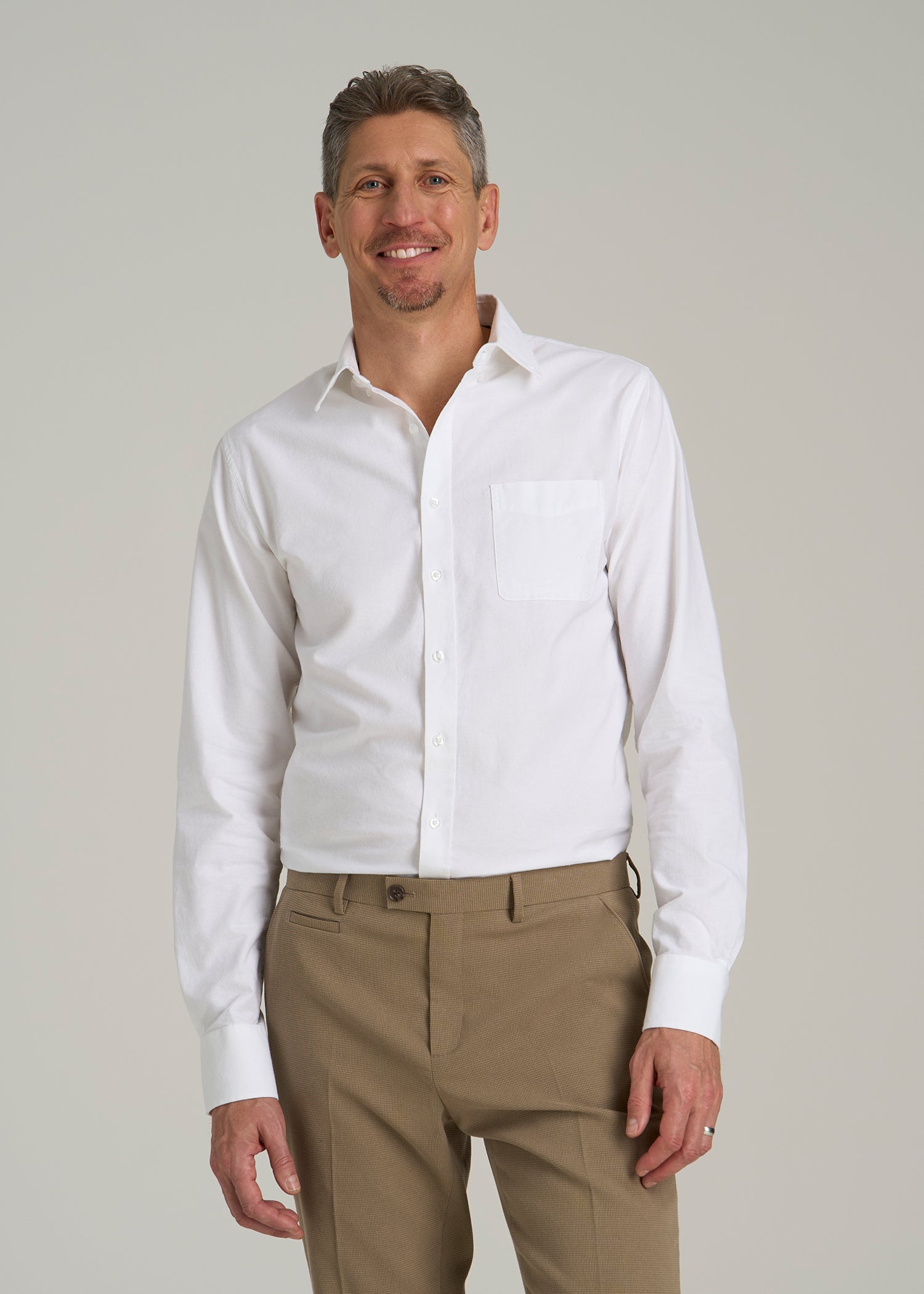 Washed Oxford Shirt For Tall Men White | American Tall