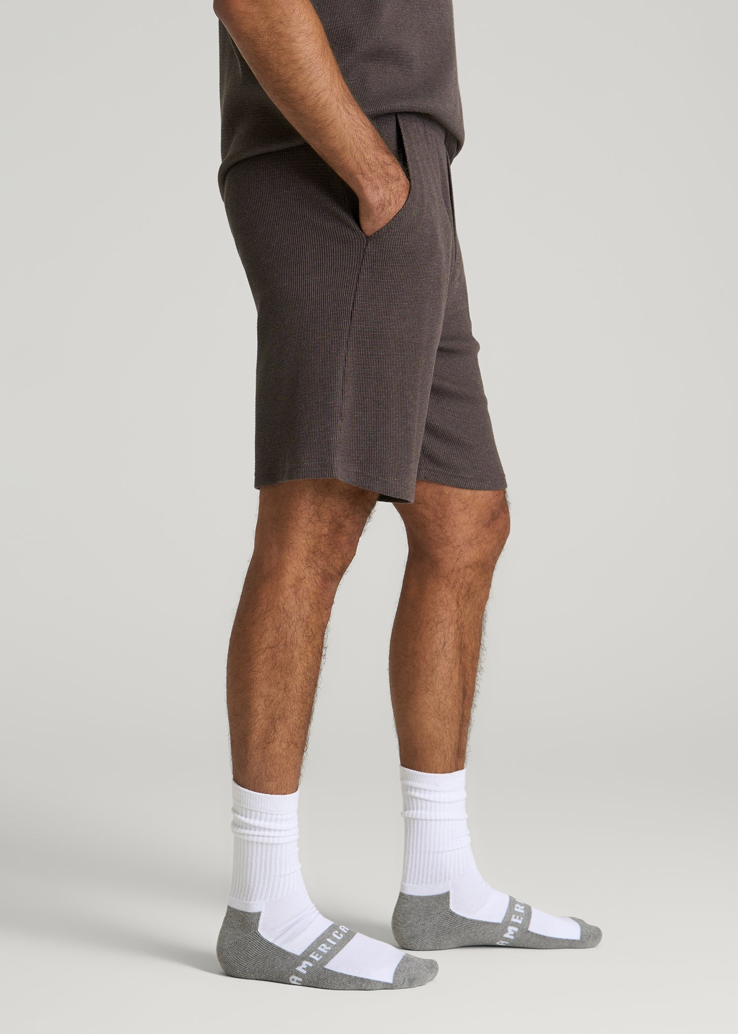 Waffle Lounge Shorts for Tall Men in Espresso