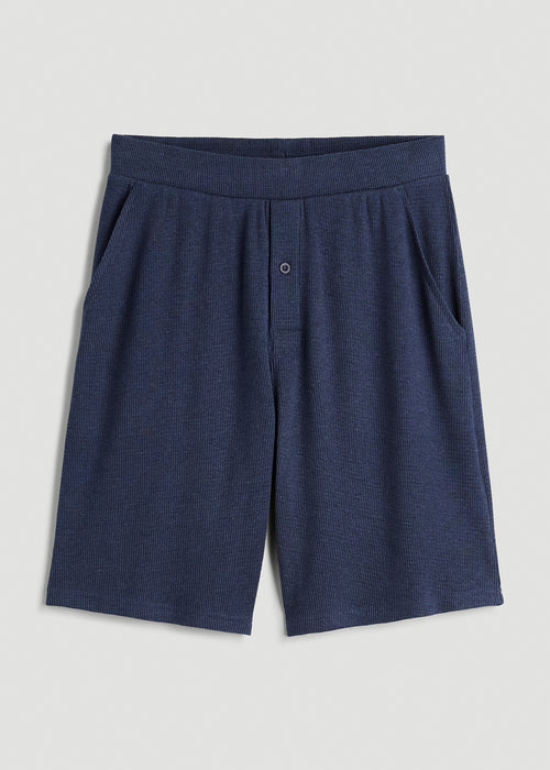 Waffle Lounge Shorts for Tall Men in Navy Blue