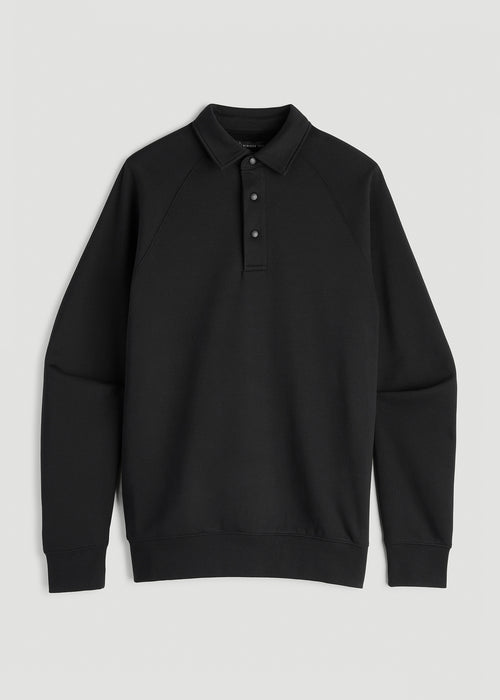 Wearever Fleece Collared Sweatshirt for Tall Men in Black