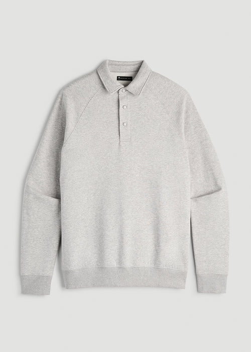 Wearever Fleece Collared Sweatshirt for Tall Men in Grey Mix