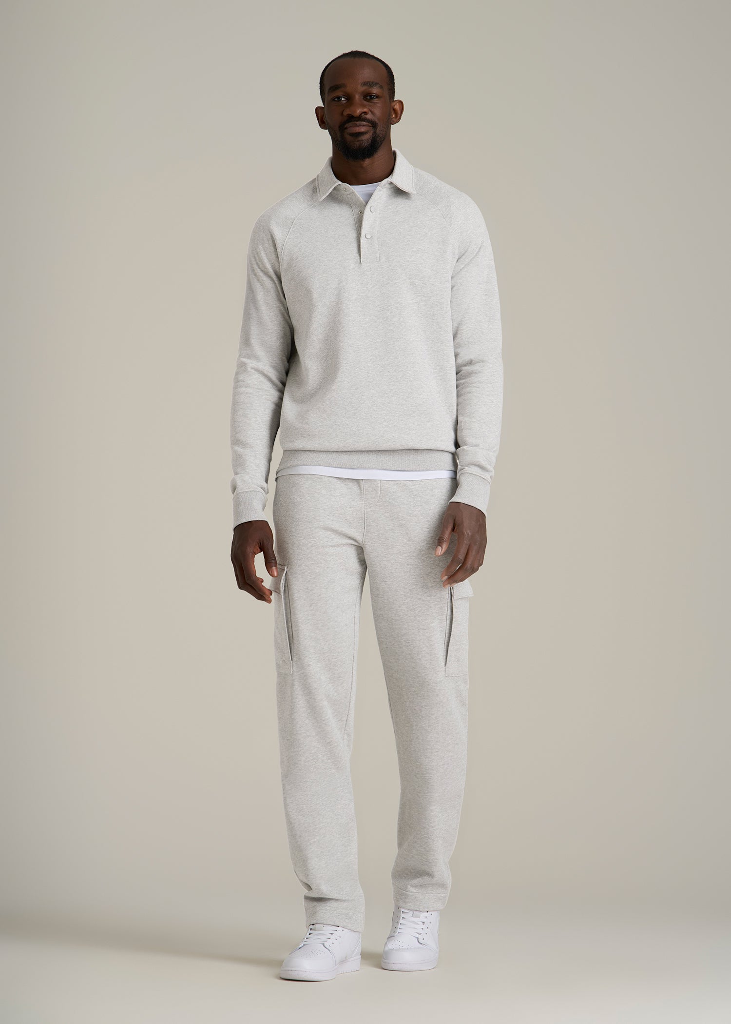 Wearever Fleece Straight Leg Cargo Sweatpant for Tall Men in Grey Mix