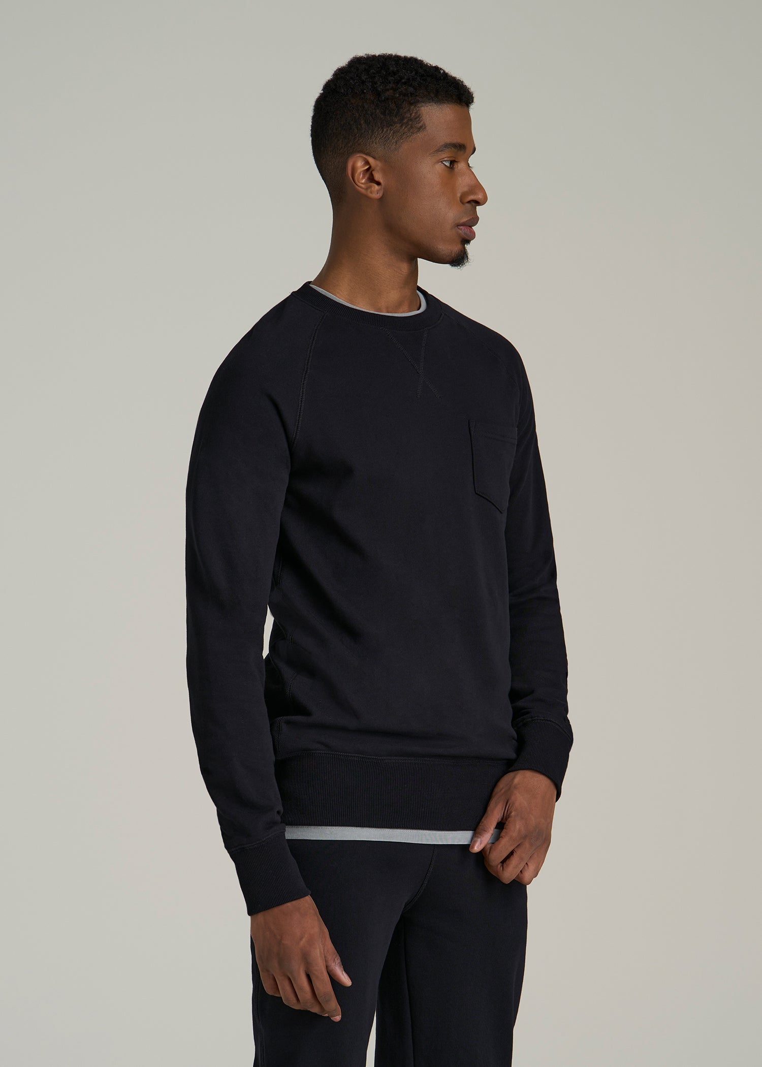 Wearever 2.0 French Terry Crewneck Sweatshirt for Tall Men in Black