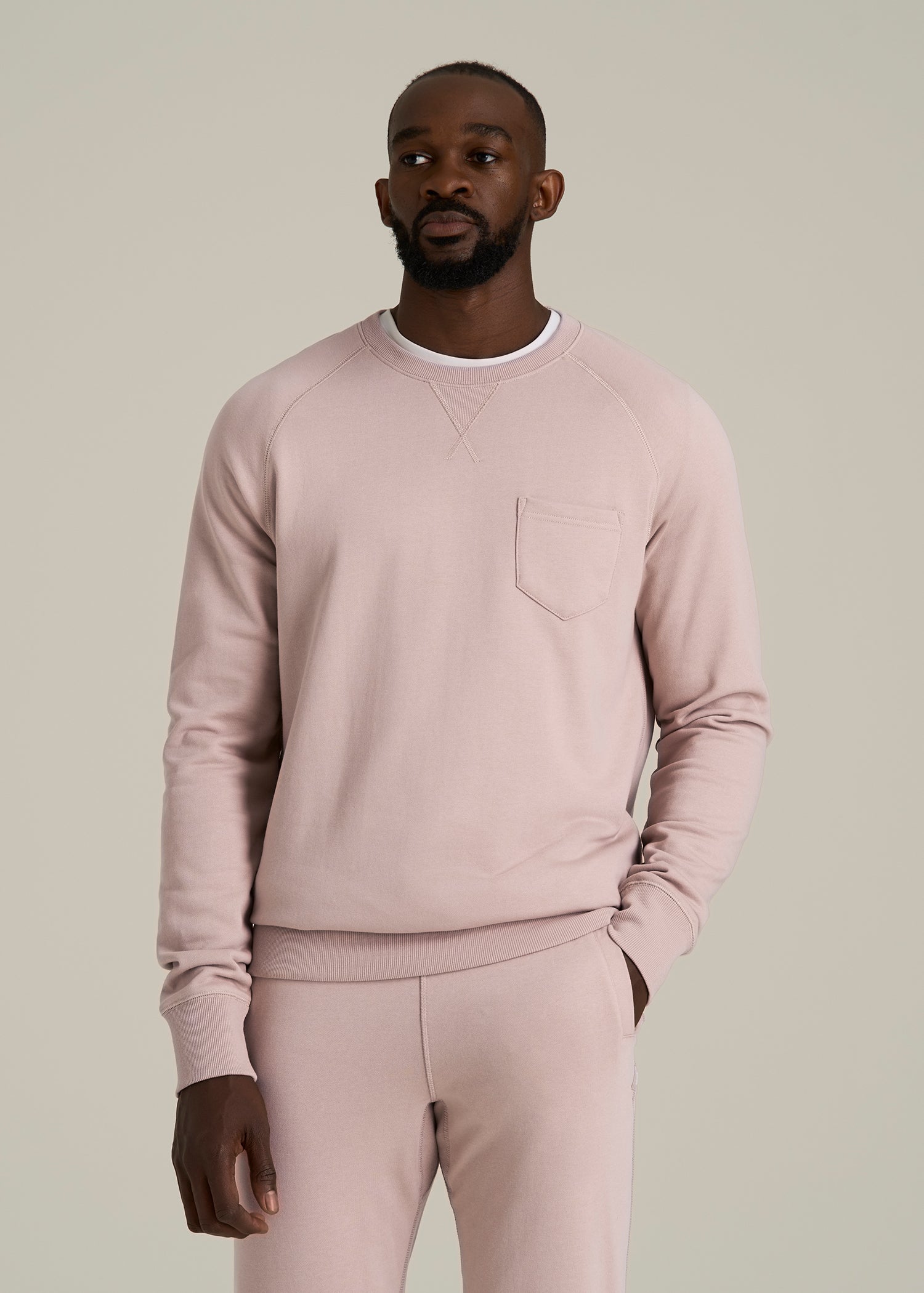 Wearever 2.0 French Terry Crewneck Sweatshirt for Tall Men in Desert Rose